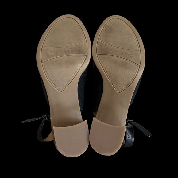 Franco Sarto Harbor Sandal Open Toe Slingback 8.5 M Buckle Shoe Black Asymmetric - Picture 8 of 12